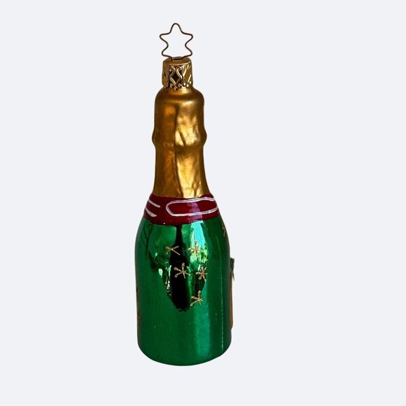 Vintage‎ Y2k 2000 Glass Christmas Ornament Champagne Bottle French - Picture 6 of 7